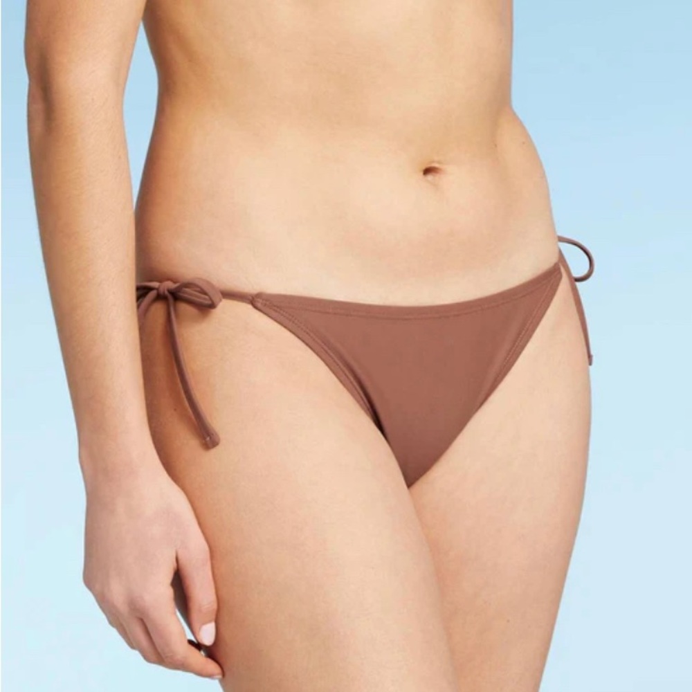 Brown side tied bikini bottoms